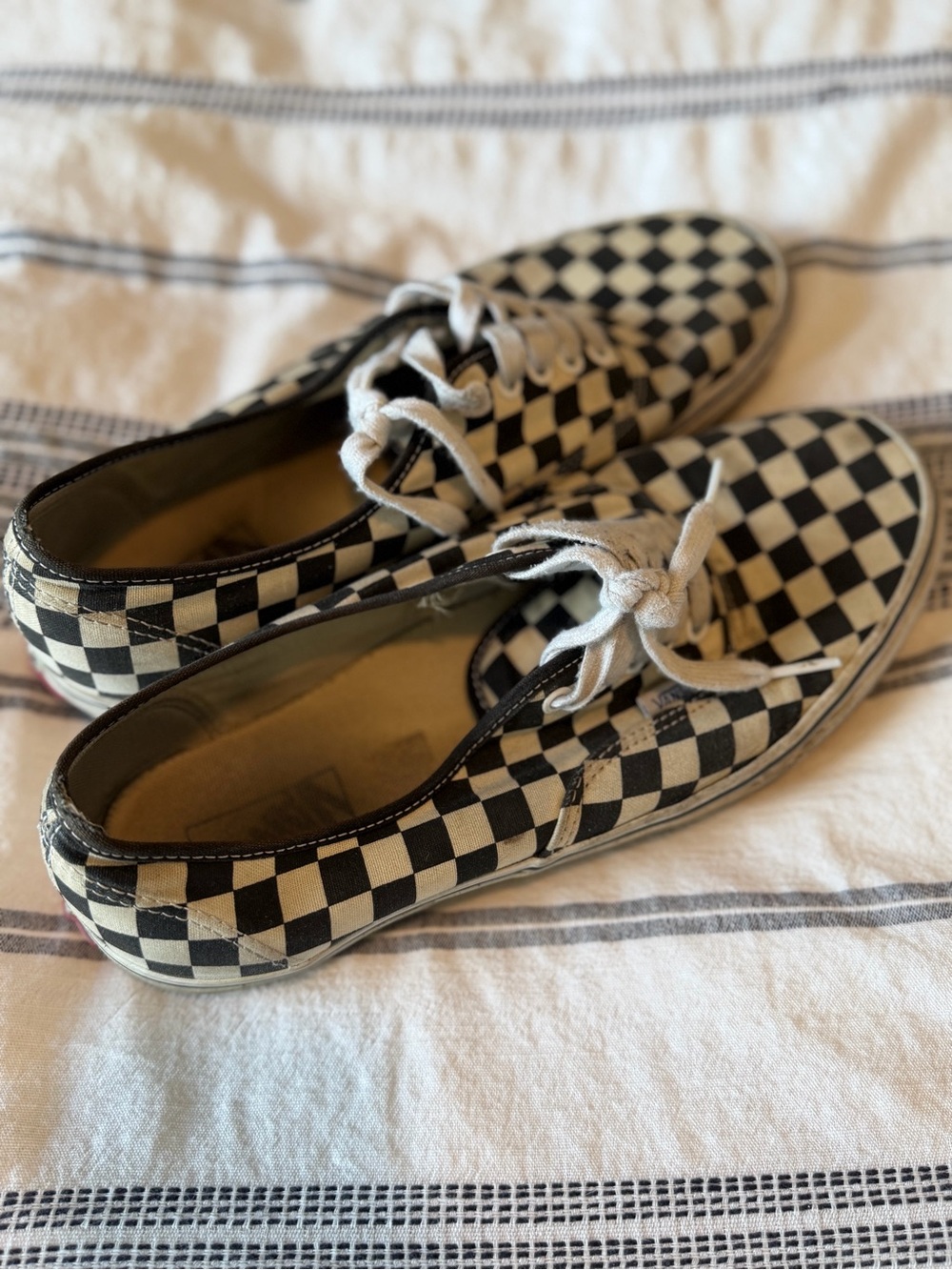 Vans Checkerboard Checkered Canvas Lace-Up Sneakers - Black & White